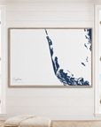 Captiva horizontal canvas map in Navy, window interior