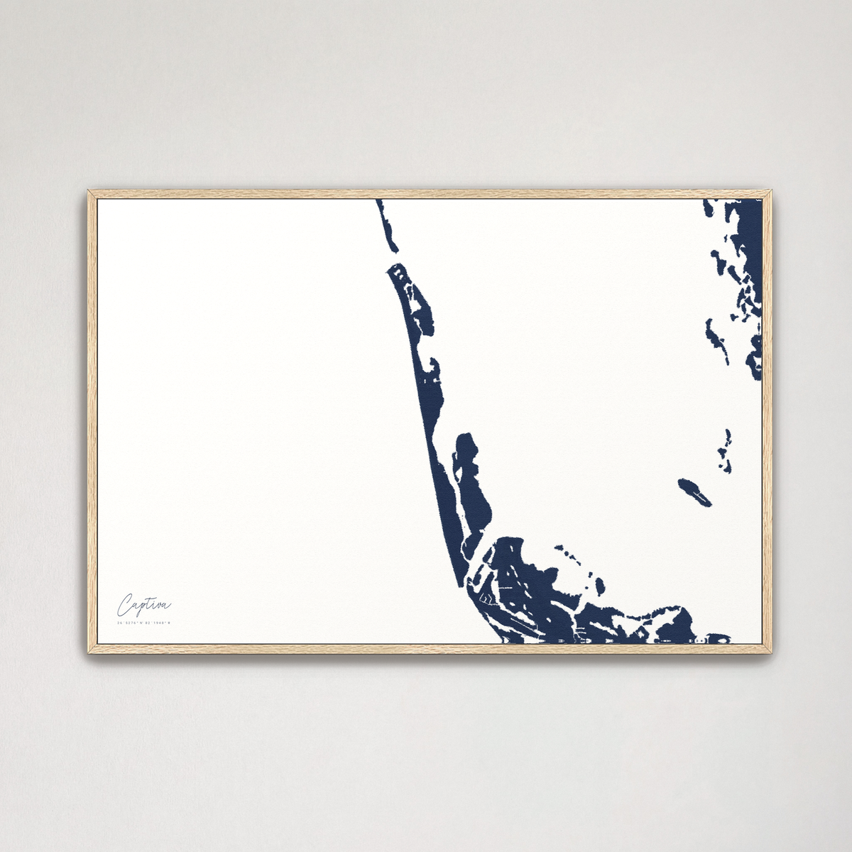 Captiva horizontal canvas map, Navy, Natural Oak
