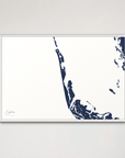 Captiva horizontal canvas map, Navy, White Frame