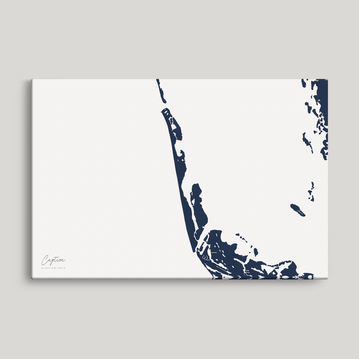 Captiva horizontal canvas map, Navy, No Frame