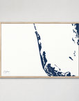 Captiva horizontal canvas map, Navy, Light Wood