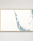 Captiva horizontal canvas map, Soft Blue, Natural Oak