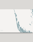 Captiva horizontal canvas map, Soft Blue, No Frame