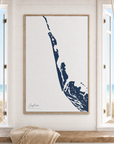 Captiva vertical canvas map in Navy, window interior