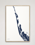 Captiva vertical canvas map, Navy, Natural Oak