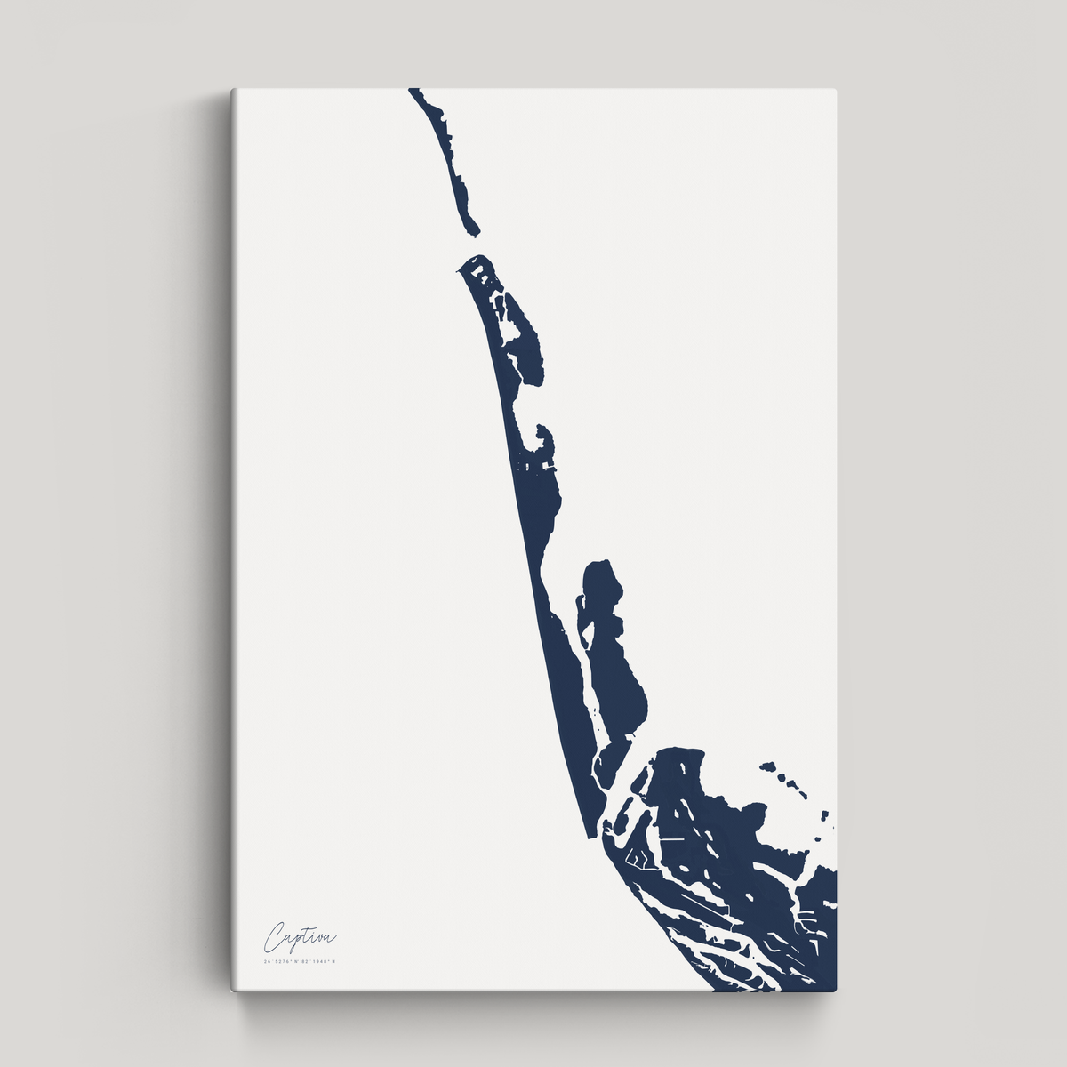 Captiva vertical canvas map, Navy, No Frame