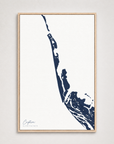 Captiva vertical canvas map, Navy, Light Wood