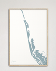 Captiva vertical canvas map, Soft Blue, Natural Oak
