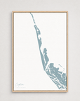 Captiva vertical canvas map, Soft Blue, Light Wood