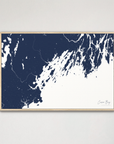 Casco Bay horizontal canvas map, Navy, Natural Oak
