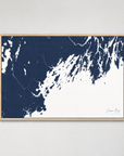 Casco Bay horizontal canvas map, Navy, Light Wood