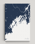 Casco Bay vertical canvas map, Navy, No Frame