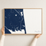 Dewey Beach horizontal canvas map in Navy, hands holding an oak-framed canvas