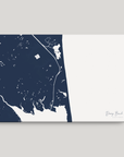 Dewey Beach horizontal canvas map, Navy, No Frame