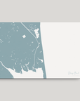 Dewey Beach horizontal canvas map, Soft Blue, No Frame