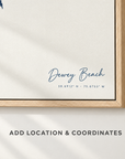 Dewey Beach vertical canvas map in Navy, location and coordinates detail