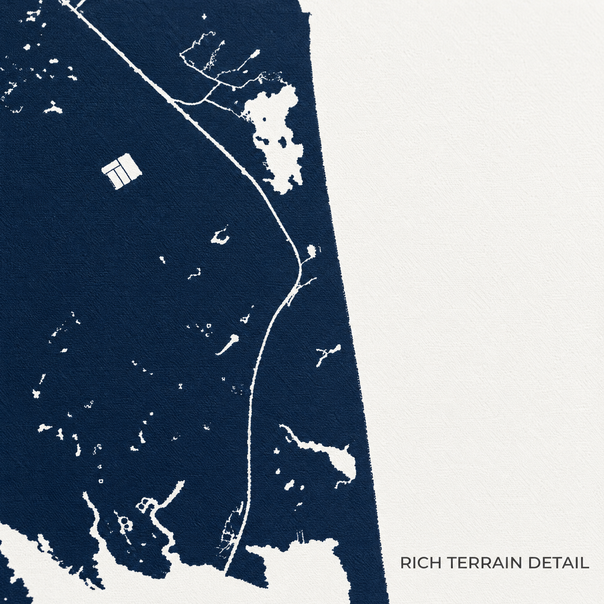 Dewey Beach vertical canvas map in Navy, map detail
