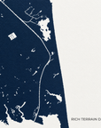 Dewey Beach vertical canvas map in Navy, map detail