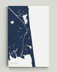 Dewey Beach vertical canvas map, Navy, No Frame