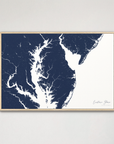 Eastern Shore horizontal canvas map, Navy, Natural Oak