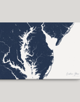 Eastern Shore horizontal canvas map, Navy, No Frame