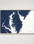 Eastern Shore horizontal canvas map, Navy, Light Wood