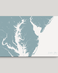 Eastern Shore horizontal canvas map, Soft Blue, No Frame