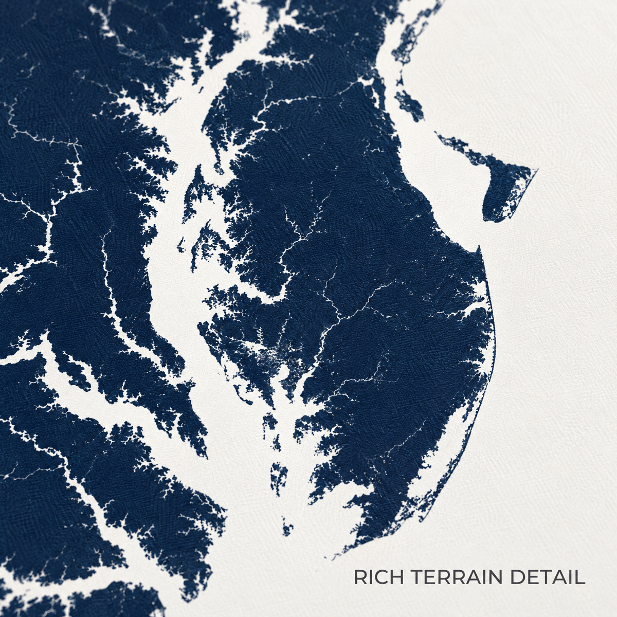 Eastern Shore vertical canvas map in Navy, map detail