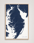 Eastern Shore vertical canvas map, Navy, Light Wood