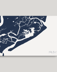 Folly Beach horizontal canvas map, Navy, No Frame