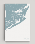 Folly Beach vertical canvas map, Soft Blue, No Frame