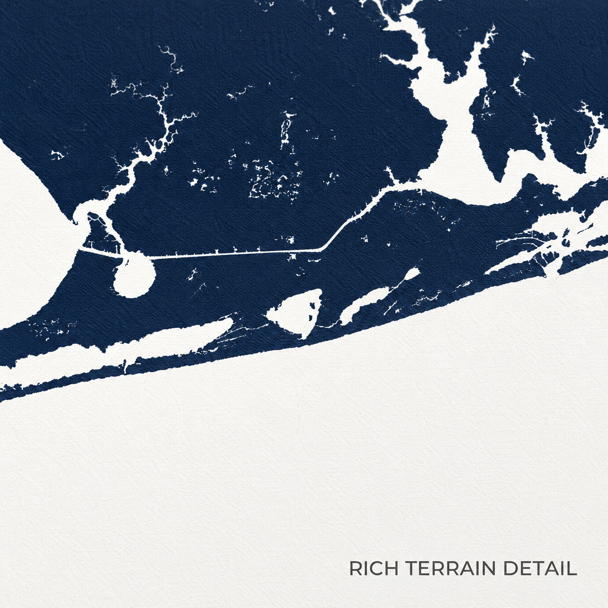 Gulf Shores horizontal canvas map in Navy, map detail