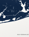 Gulf Shores horizontal canvas map in Navy, map detail