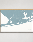 Gulf Shores horizontal canvas map, Soft Blue, Light Wood