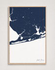 Gulf Shores vertical canvas map, Navy, Light Wood