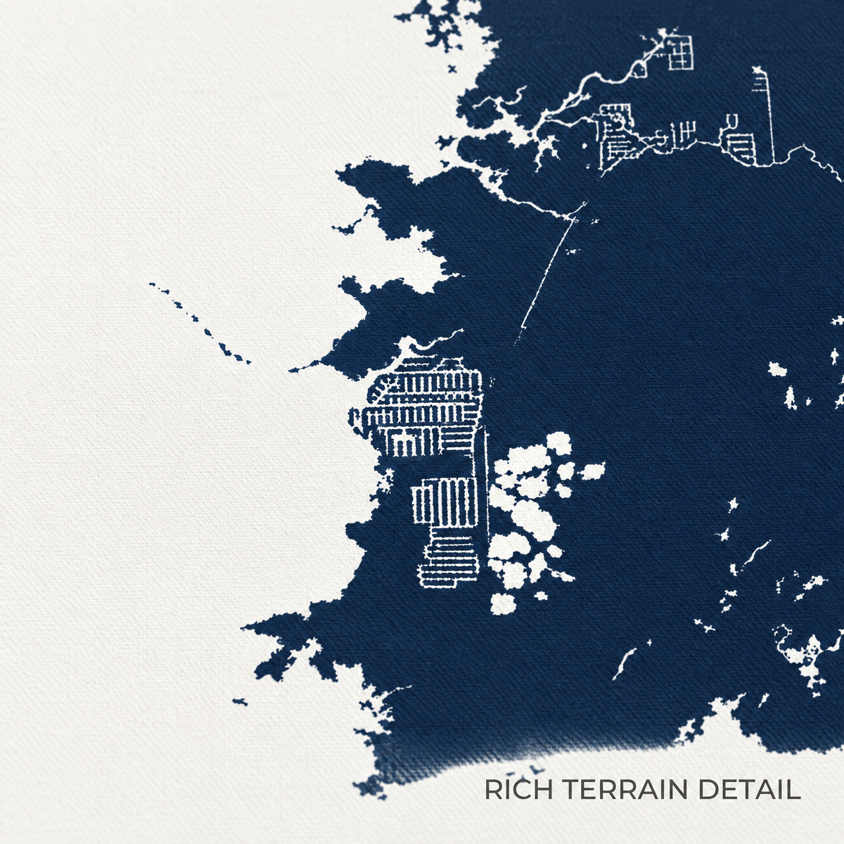 Hernando Beach horizontal canvas map in Navy, map detail