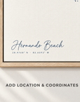 Hernando Beach vertical canvas map in Navy, location and coordinates detail