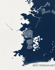 Hernando Beach vertical canvas map in Navy, map detail