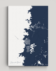 Hernando Beach vertical canvas map, Navy, No Frame