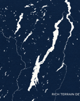 Lake George horizontal canvas map in Navy, map detail