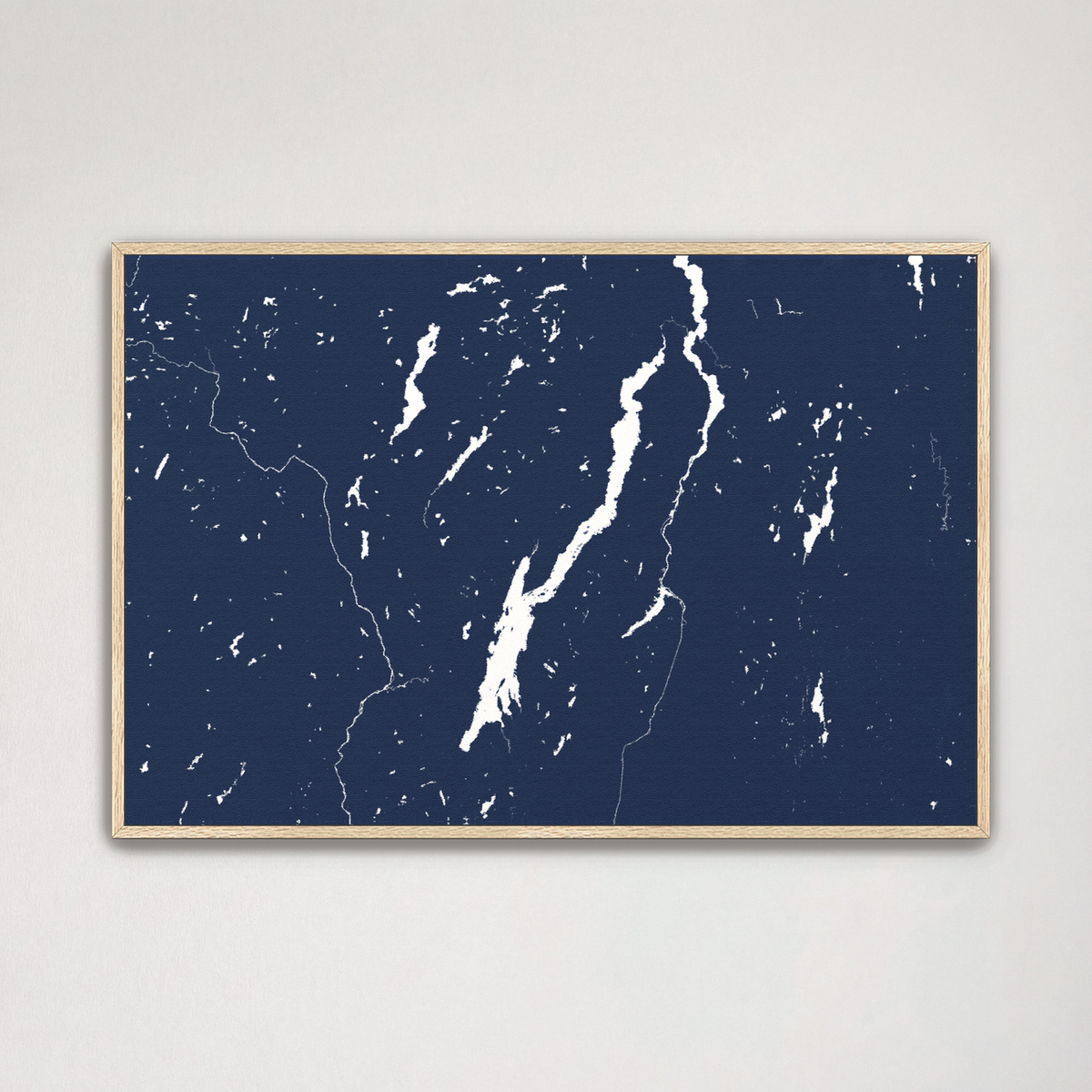 Lake George horizontal canvas map, Navy, Natural Oak