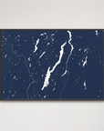 Lake George horizontal canvas map, Navy, Black Frame