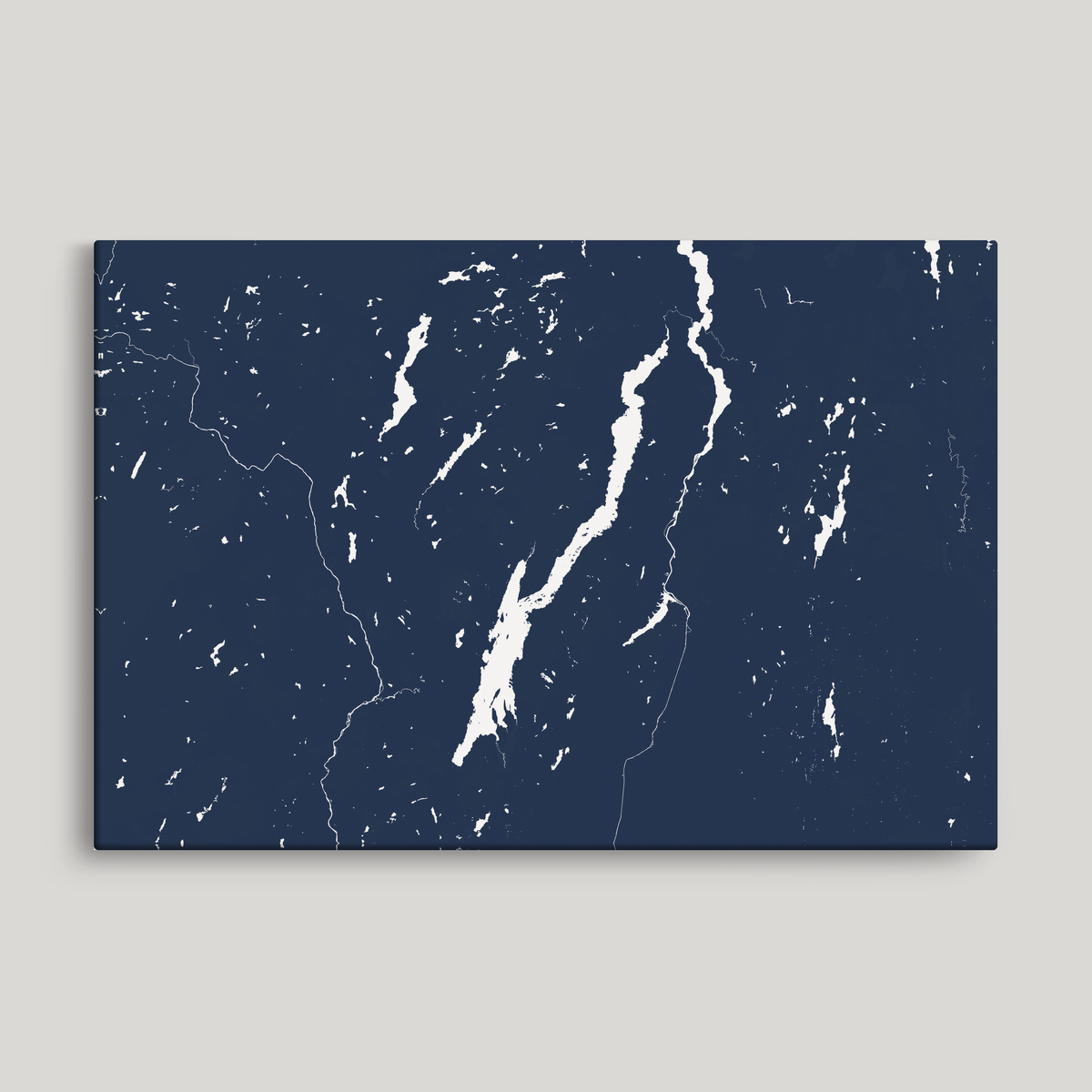 Lake George horizontal canvas map, Navy, No Frame