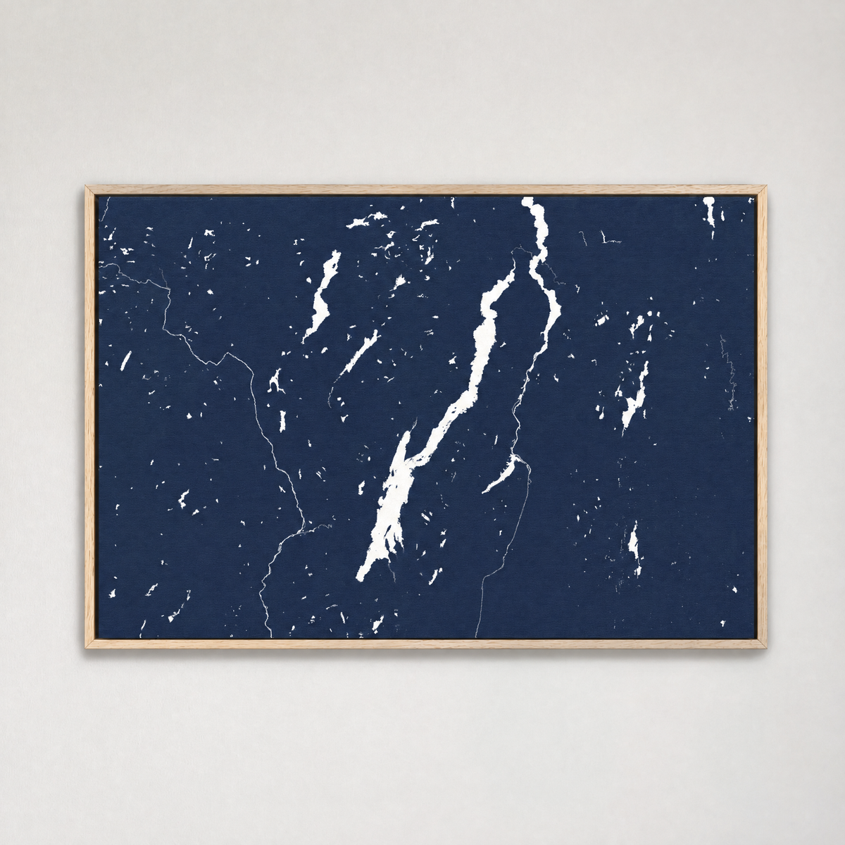 Lake George horizontal canvas map, Navy, Light Wood