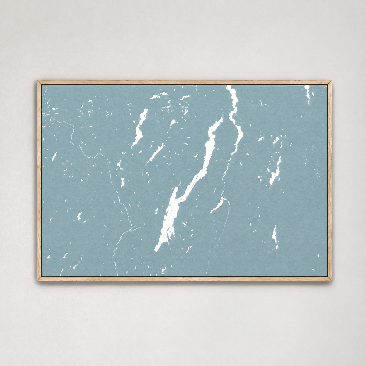 Lake George horizontal canvas map, Soft Blue, Light Wood