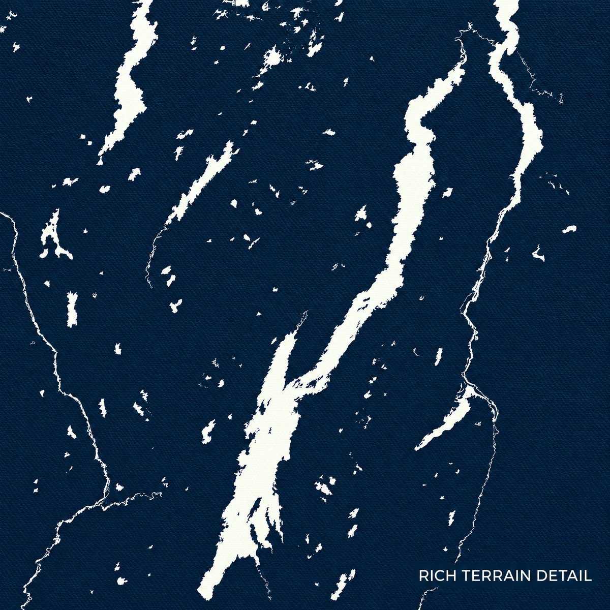 Lake George vertical canvas map in Navy, shoreline detail