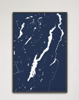 Lake George vertical canvas map, Navy, Black Frame