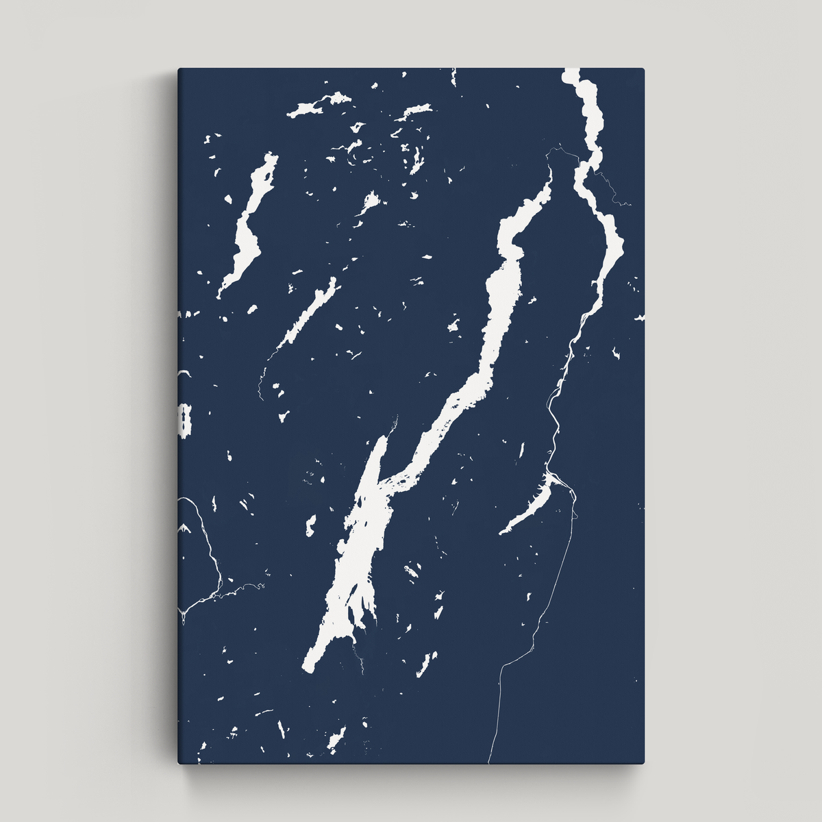 Lake George vertical canvas map, Navy, No Frame