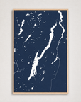 Lake George vertical canvas map, Navy, Light Wood