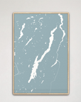 Lake George vertical canvas map, Soft Blue, Natural Oak
